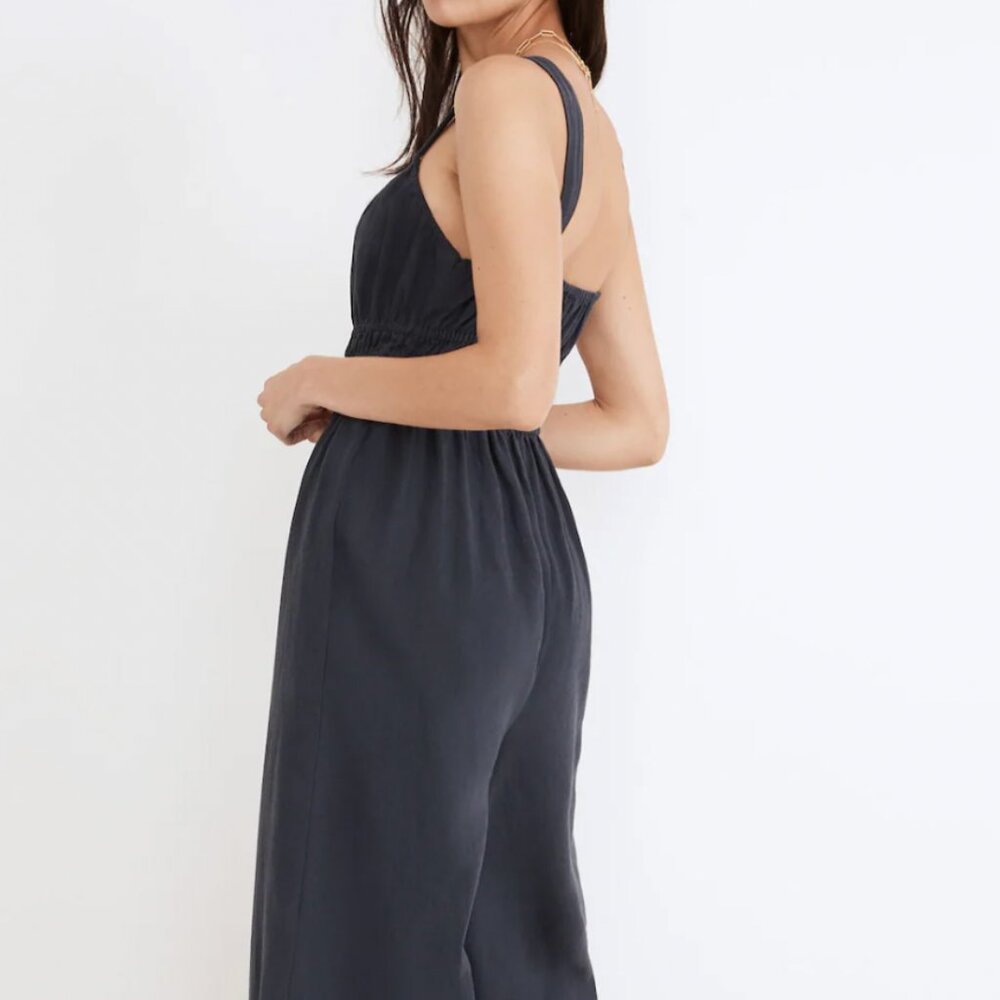 Madewell Petite Linen-Blend Sophie Tank Wide-Leg Jumpsuit - Picture 3 of 7